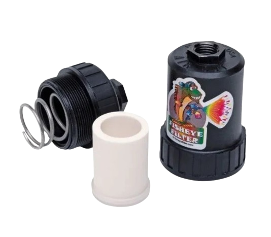 Fisheye in-line paint gun filter